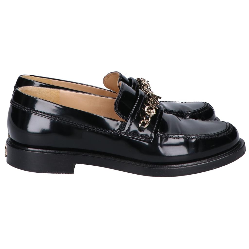 Chanel G37430 Metall-Logo Lackleder Slipper Schuhe 37C schwarzGebraucht