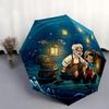 1pc Pinocchio and Grandpa in the Whale's Belly Pattern Automatic 3-Fold Umbrella, 8 Iron Frames, High-Value Folding Umbrella, Suitable for O