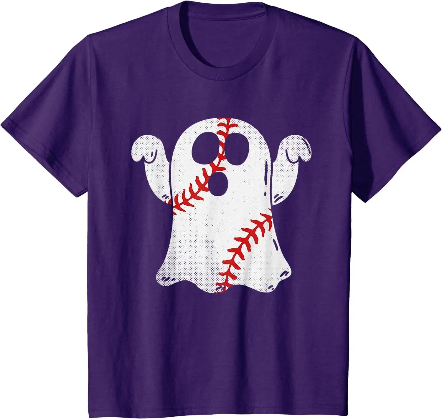 

Бейсбольный дизайн, костюм на Хэллоуин, футболка с изображением призрака для любителей бейсбола для женщин унисекс, короткие повседневные хлопковые повседневные футболки для четырех сезонов 3XL