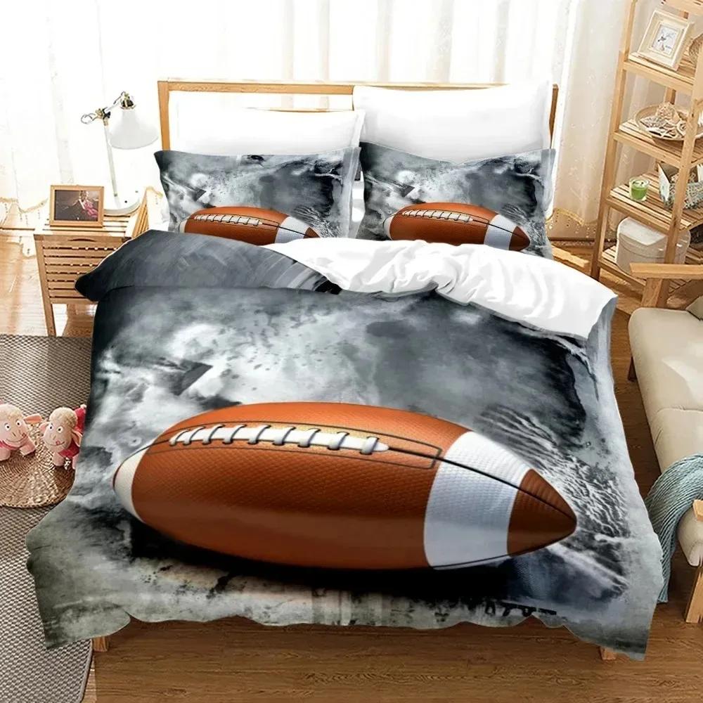 Copripiumino Calcio King Queen Size Set Biancheria da Letto Gioco Rugby Per Ragazzi Adolescenti Uomini Appassionati di Sport Atleti Copripiumino in Poliestere