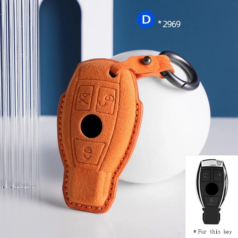For Mercedes Benz A B C E Class GLS GLA GLK GLC CLS CLA AMG W204 W205 W212 W463 Suede Car Key Case Shell Keychain