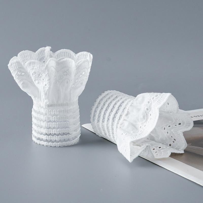 Woman White Ruffles Pleated Fake Sleeves Detachable Cuffs  Clothing Decoration Korean Arm Warmers Fake Flared Sleeves