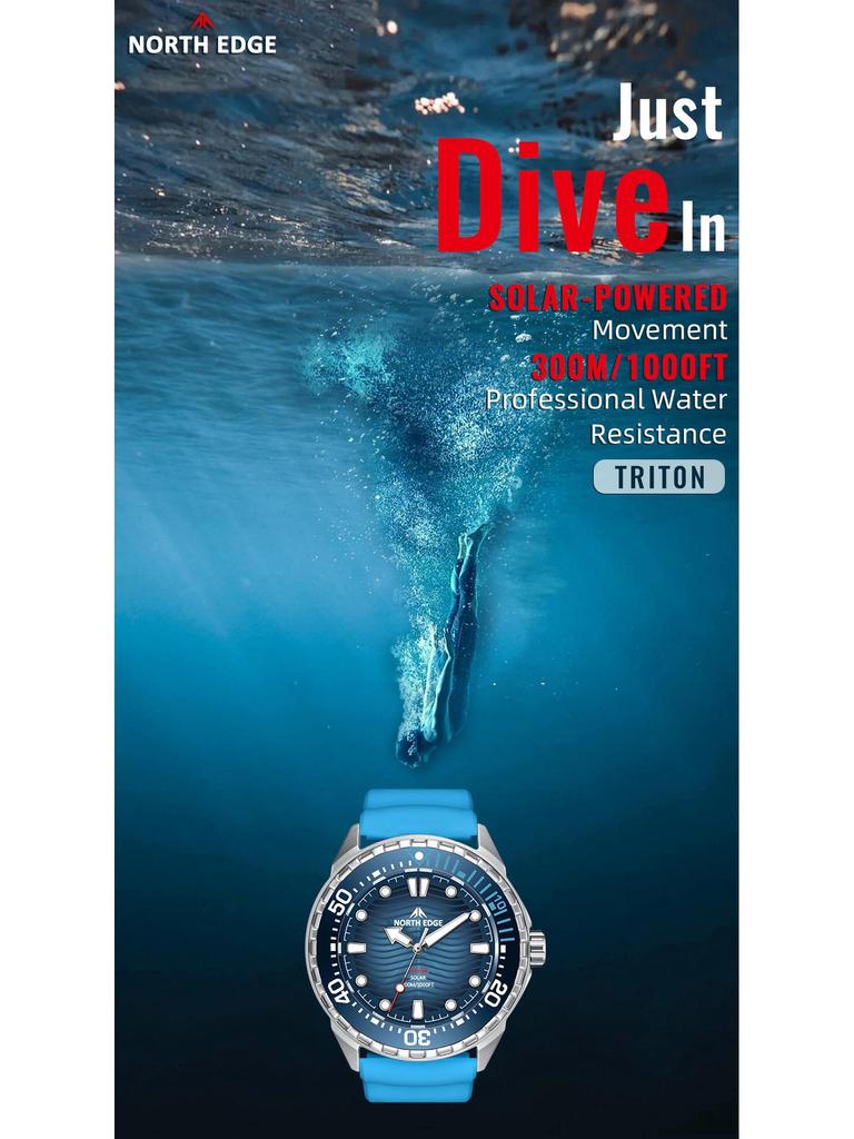 Solar-Powered Stainless Steel Dive Watch