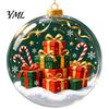 3D Holiday Character Figurines Christmas Faux Crystal Ball Hanging Ornaments with Warm LED Decorative Gift Souvenirs Lights, Luminous Tree Pendant for