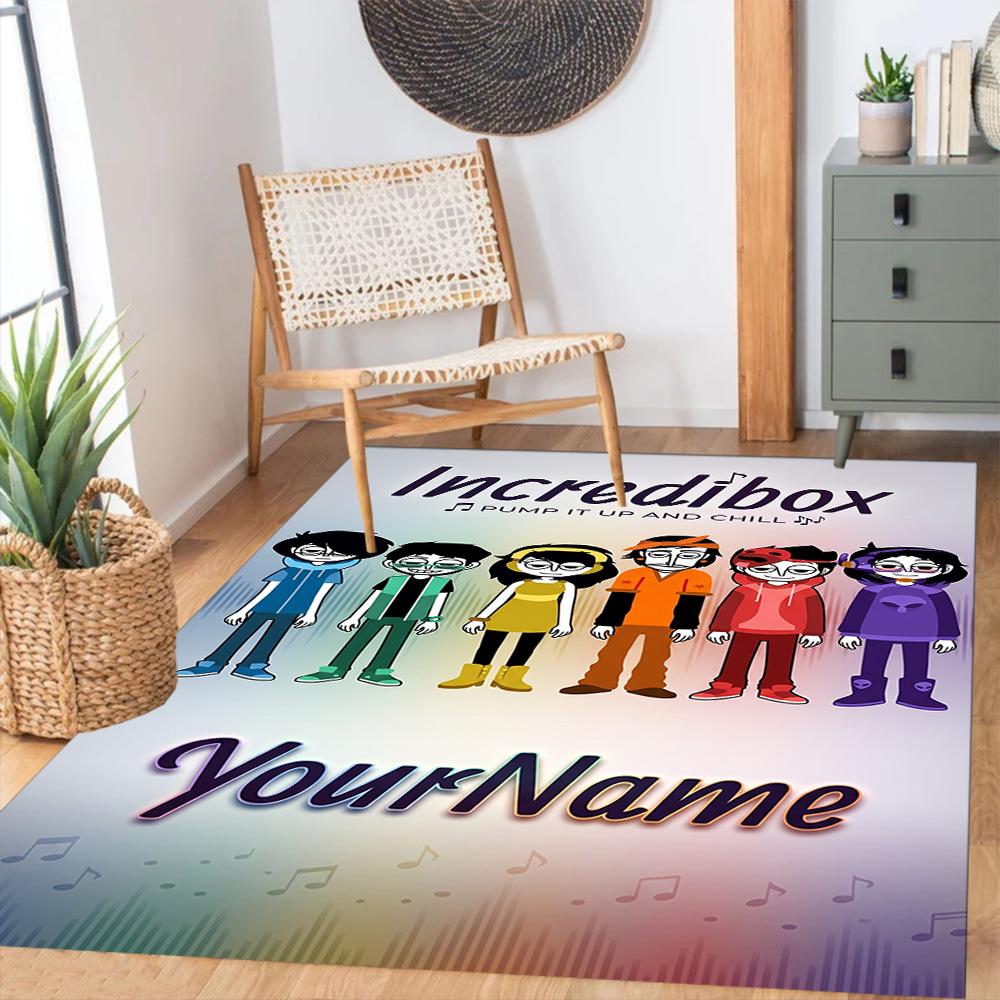 Incredibox Customizable Name Area Rug Suitable for Study room Playrooms Decorate room Game Room Anti-slip Rug Anime Office Decor Gift for Festivals