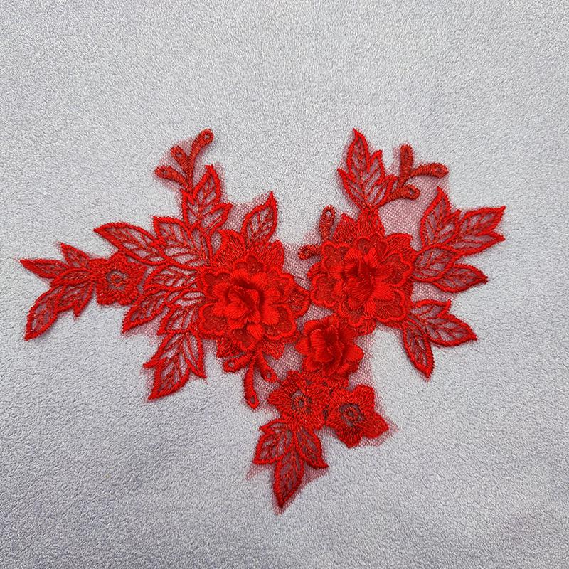 1pair Embroidered Three-dimensional Lace On Flower Wedding Dress Accessories DIY Lace Stickers Bridal Dress Decoration