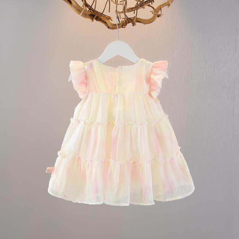 Summer Infant Girls Thin Dress Princess Style Childrens Clothing Baby Girl Flying Sleeve Summer Chiffon Dress