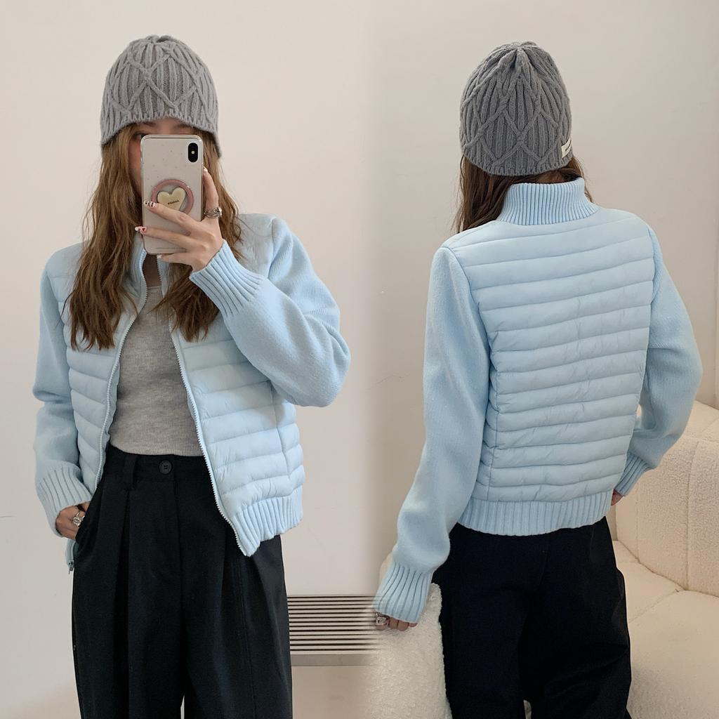 VEZFAA Moda feminina casual outono inverno cor sólida estampa manga comprida jaquetas e casacos casacos de plumas