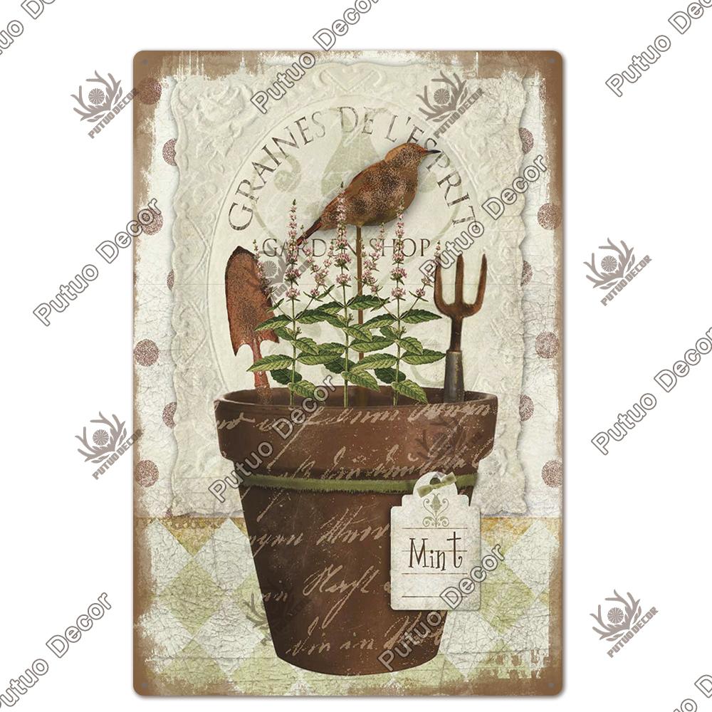 

Декор Цветочная табличка Металлическая винтажная жестяная вывеска Настенная декоративная вывеска Плакаты для дома, сада, кухни, гостиной, железная живопись 11.8x15.7inch