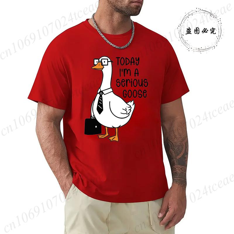 Summer Men's Tee T-shirt with Today I'm A Serious Goose Print T-Shirts Clothing Funny Sarcastic Tops Tees Daily Weekend Gifting