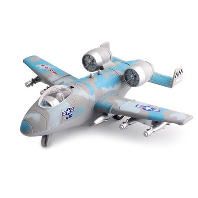 Modello di caccia A-10 USAF in lega 1/100 con meccanismo pull back, giocattolo di simulazione di suoni e aerei leggeri, giocattolo di aerei per bambini in lega pressofusa