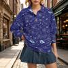 Women's Christmas Print Long Sleeve Top Casual Loose Fit Lapel Collar Blouse for Fall and Winter