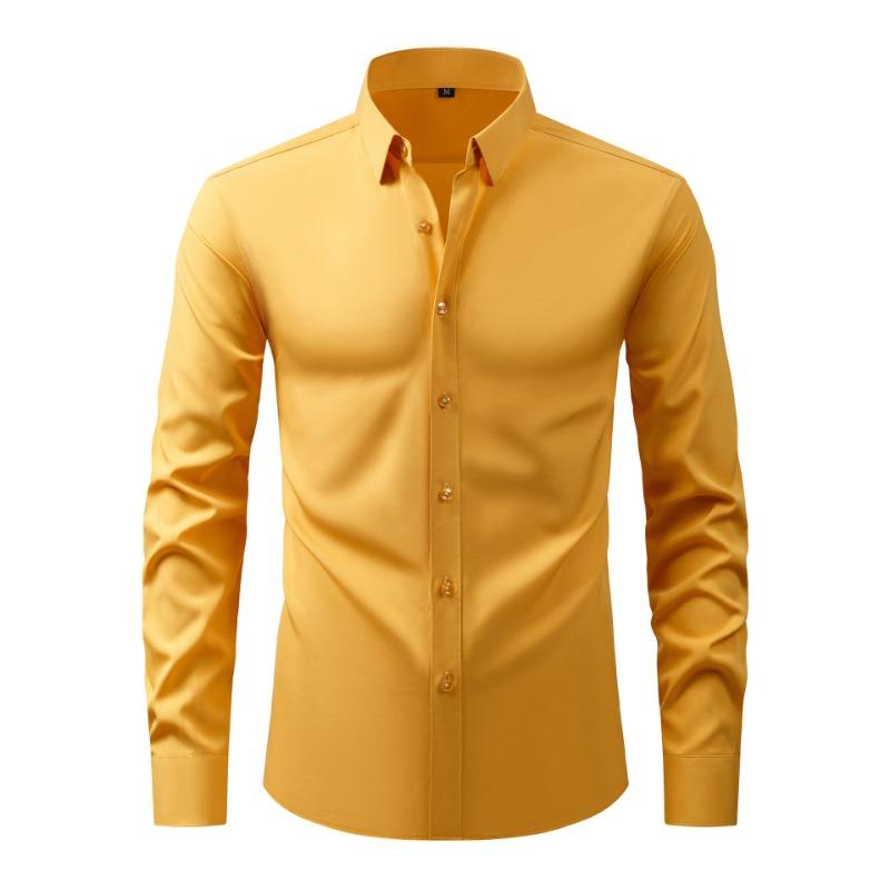 Lightweight Stretch Men's Shirt Long Sleeve Solid Color Fashionable Casual Business Cardigan