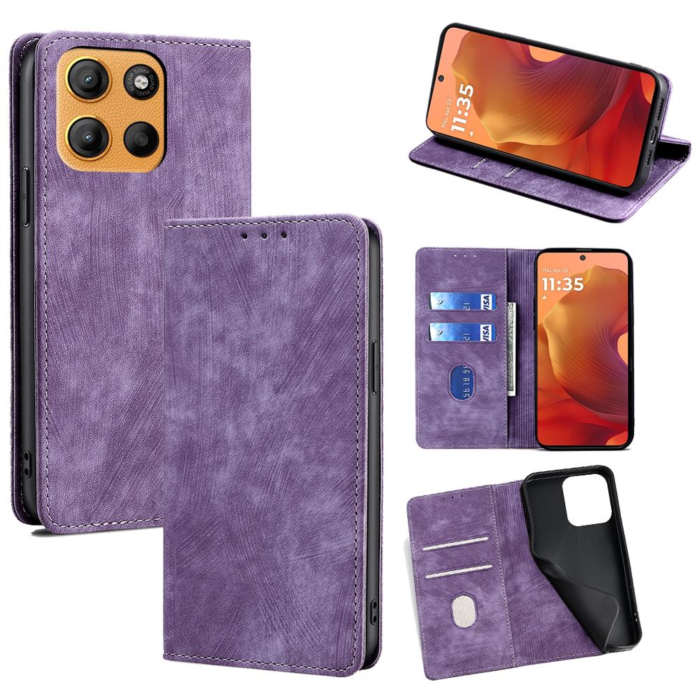 Etui portfelowe ze skóry na telefon Motorola Moto G15 4G/Moto G15 Power 4G z blokadą RFID