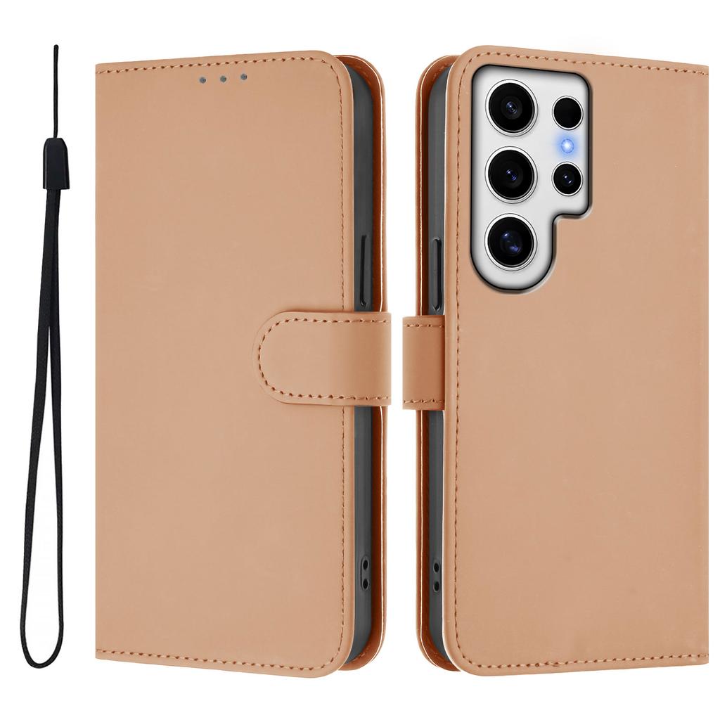 For Samsung Galaxy S24 Ultra Case Solid Color Wallet Leather Phone Cover with Strap