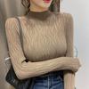 Semi-high-neck Sweater Solid-color Pullover and Fitted Knitted Sweater Are Worn Inside