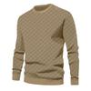 Men's Autumn/Winter Heavyweight Jacquard Checkered Crew Neck Long-Sleeved Sweater