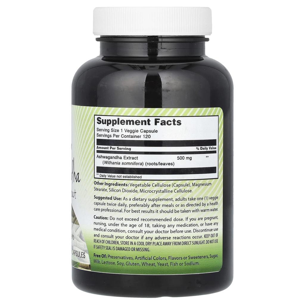 Amazing India, Ashwagandha Extract, 500mg, 120 Veggie Capsules