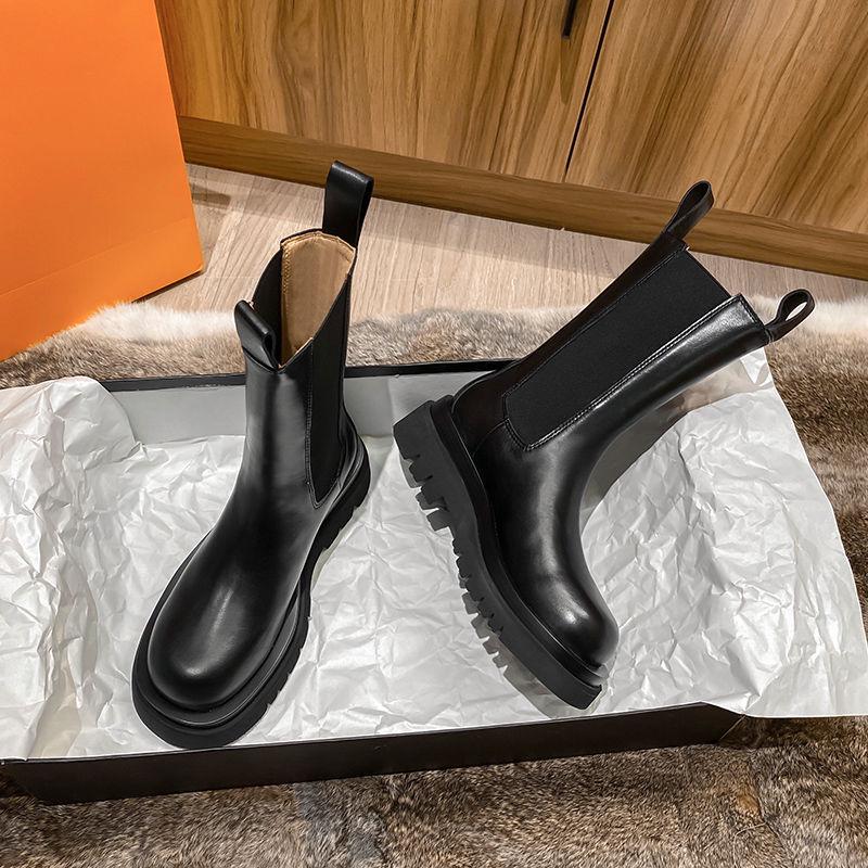 Mona Martin 2025 Damen Chelsea Mid-Calf Stiefel - Herbst/Winter, mit Samt, dicksohlig, Übergröße 41-43