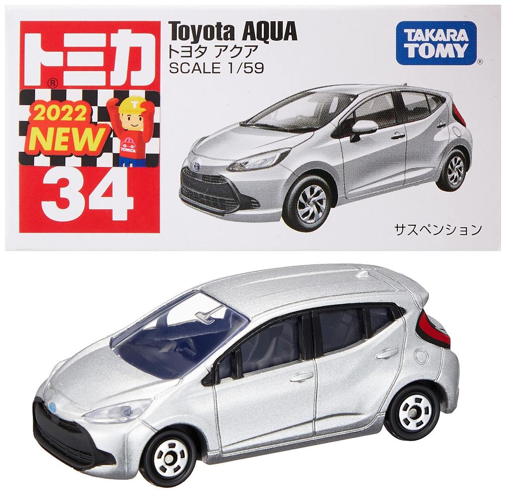 Takara Tomy 34 Toyota Aqua Miniature Car Toy for Boys Ages 3 and Meets Toy Safety ST Mark TOMICA TAKARA TOMY "Tomica No. (Boxed)" Up, Boxed,