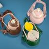 Water Bottle Large Capacity Cartoon Children's Water Cup High Value Outdoor Sports Strap Kettle High Temperature Resistant Plastic Cup with Straw