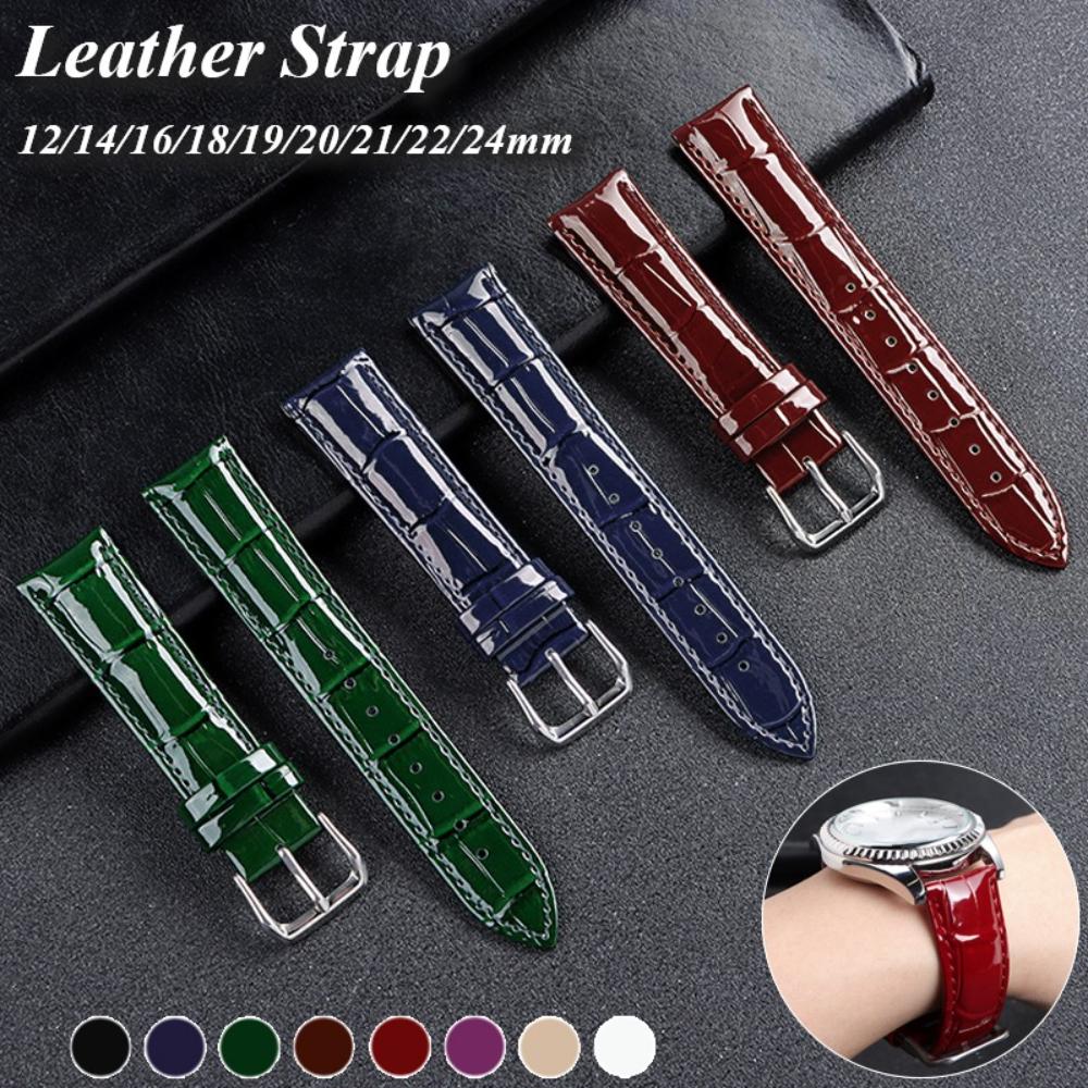 Leather Calfskin Strap 16mm 18mm 20mm 22mm Slub Pattern Watchband for Women Men Sport Watchband 12 14 19 21 24mm Universal Belt