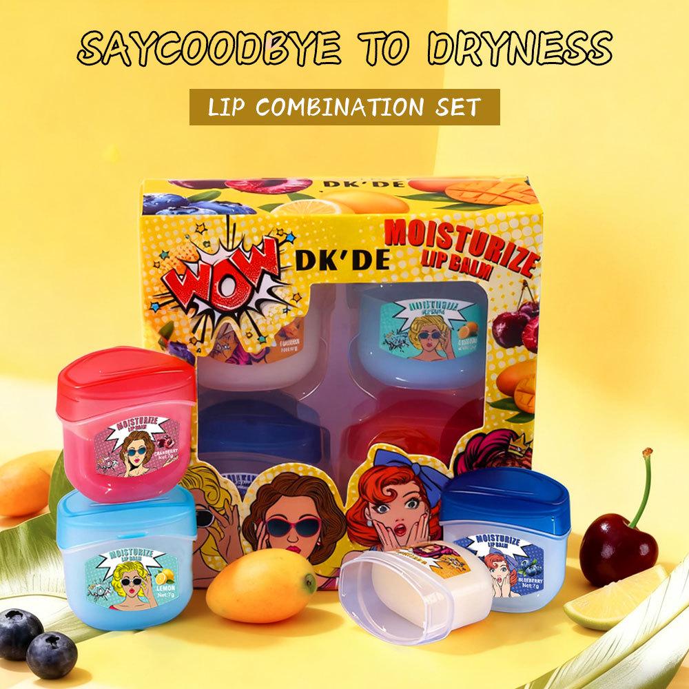 English Cross-Border Lip Care Set: 4-Piece Moisturizing Lip Mask & Lipstick Collection