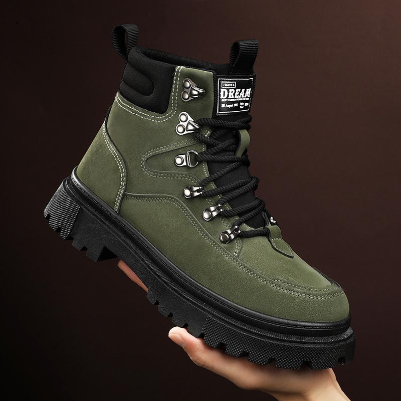 Nowe Męskie Klasyczne Jesienno-Zimowe Modne Wysokie Buty na Grubej Podeszwie do Skateboardingu Wygodne Miękkie Podeszwy Koszykarskie Sneakersy