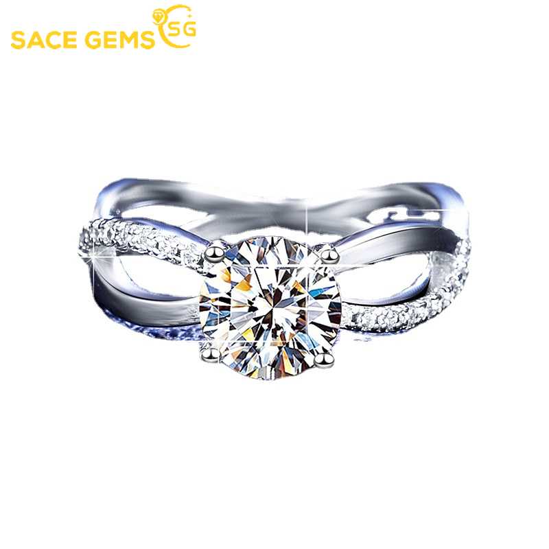 

SACE GEMS, классическое кольцо из медного сплава 6,5 мм, 5А + циркон, женские украшения, свадебное обещание, подарок для вечеринки open белый