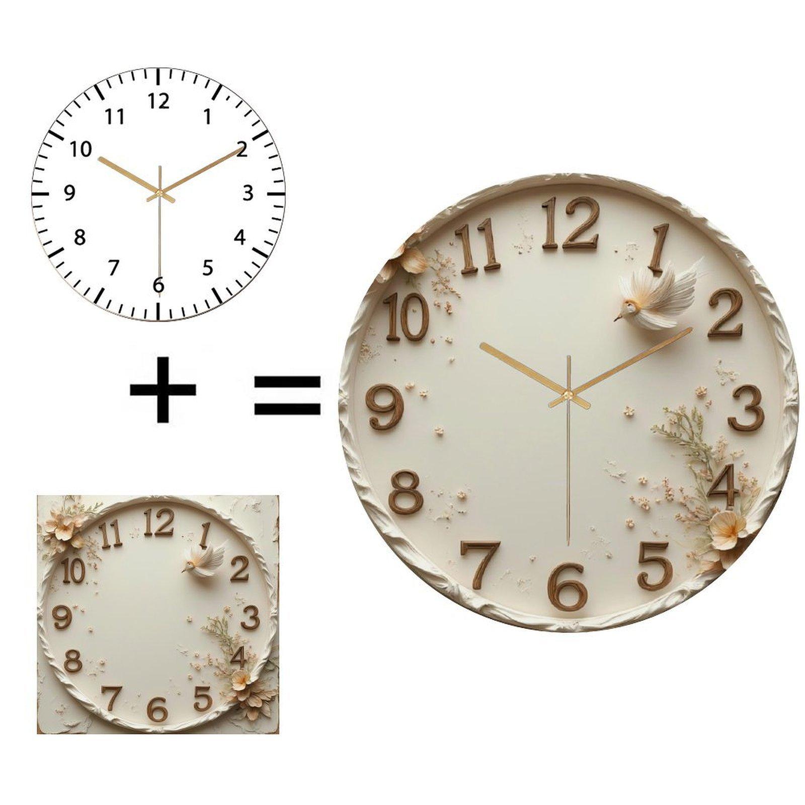Contemporary Round Glass Wall Clock 30cm Custom Design Silent Non-Ticking Home Decor 12 in(30.48cm)
