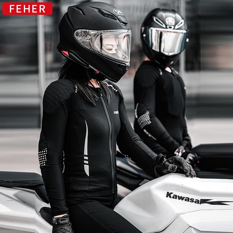 FEHER Soft Armor Summer Motorcycle Riding Suit - Breathable, Ventilated Protective Gear Top