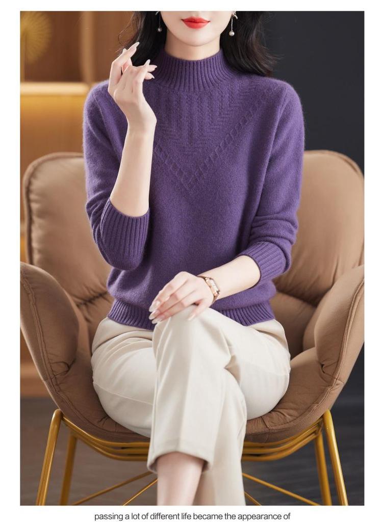 Women's 2025 Autumn/Winter Soft Knit Half-High Collar Pullover Sweater, Loose Fit and Warm.