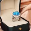 Italian Palace Retro Hollow Women's Ring Gold Fence Zircon Micro Set Sapphire Ring Versatile and Elegant Aristocratic
