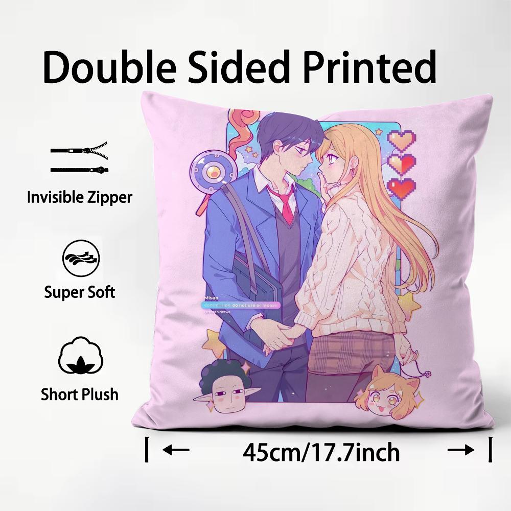 My Love Story with Yamada-kun At Lv999 Cushion Cover Pattern Printed Pillowcase for Living Room Sofa Cushion Cover&Bedroom Decor