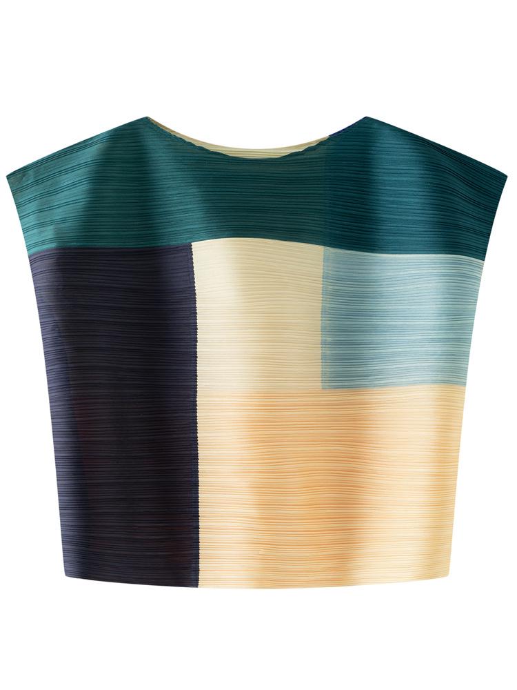 Miyake Art Japanese Gradient Pleated Sleeveless Top for Women One Size