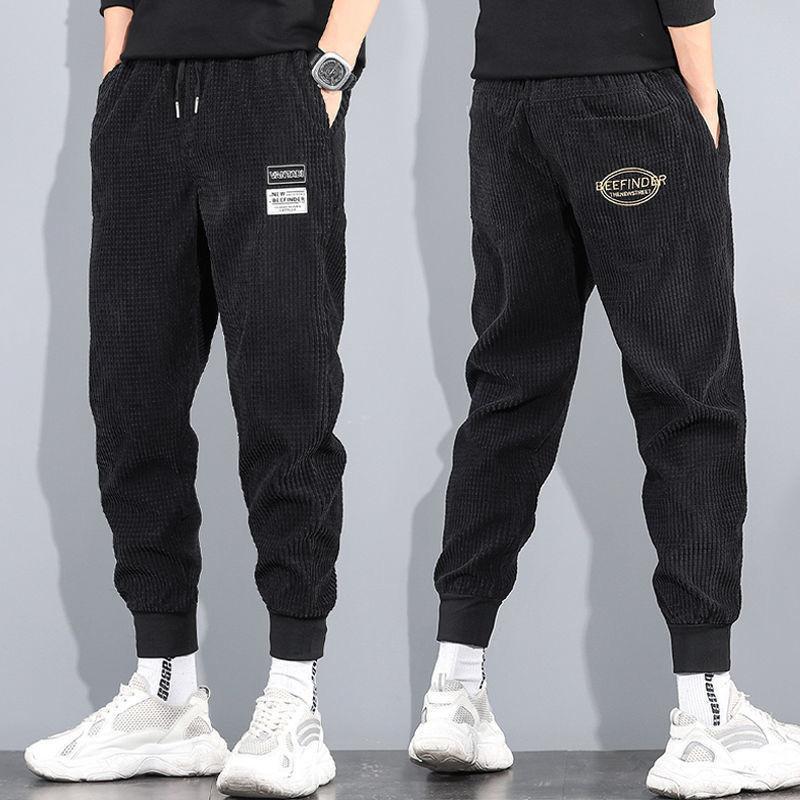 Men's Corduroy Sweatpants, Suitable for Spring, Autumn and Winter, Loose-Fit Cuffed Sports Casual Pants