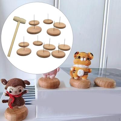 12 Pieces Crochet Doll Display Stand Felting Animal Toy Support DIY for Collectible Wooden Stable