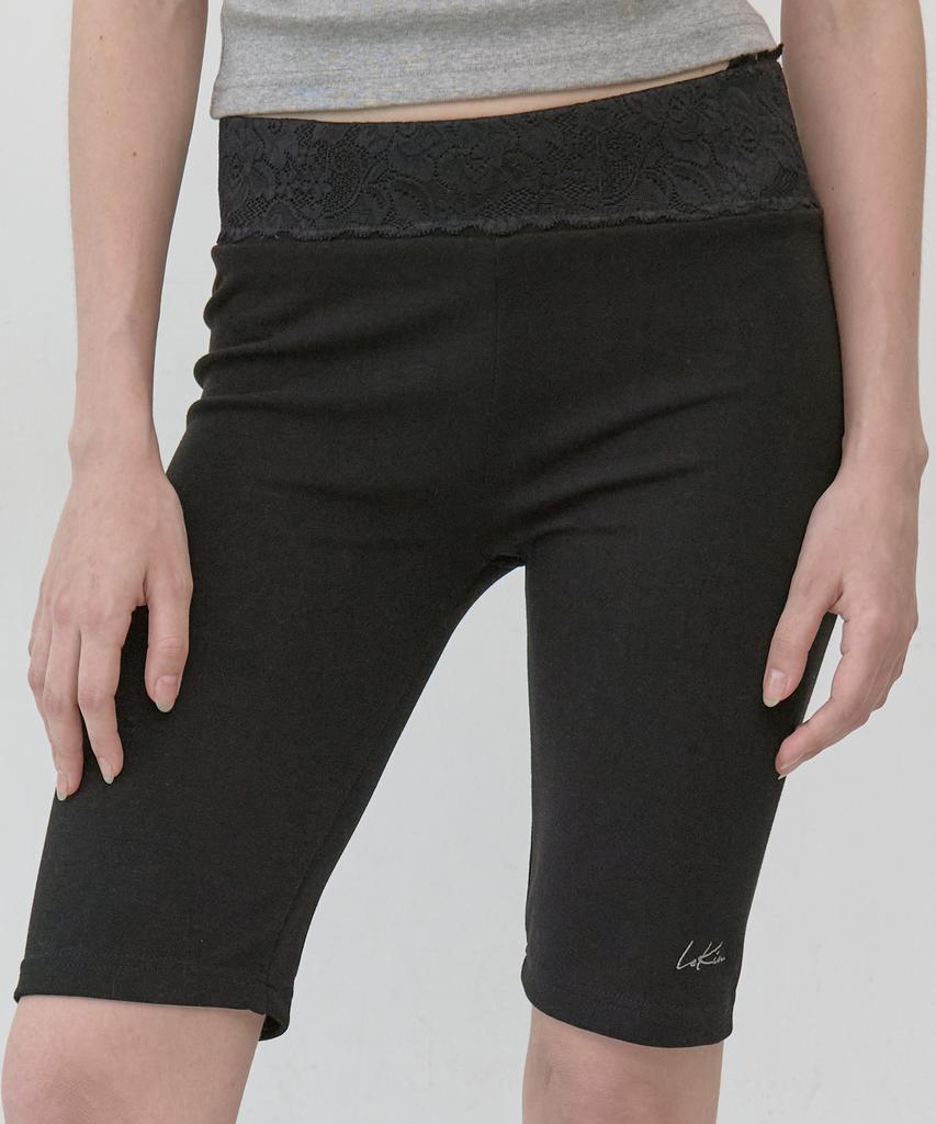 Lekim Lace Waist Leggings (Black)