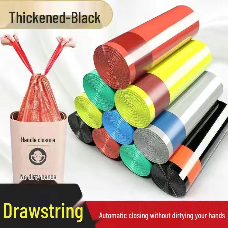 Thickened Black Vest-Style Garbage Bags: Medium & Large for Kitchen Cleaning, Economy Pack