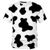 Camiseta Estampada de Vaca para Hombre Camisetas Coloridas con Dibujos Animados Verano Casual Niños Calle Tops Sueltos Cuello Redondo Manga Corta Camisetas