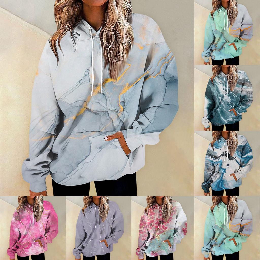 Women's Fashion Daily Versatile Casual Crewneck Sweatshirts Graphic Daily Long Sleeve Gradient Patchwork Printed Top Sweatshirts