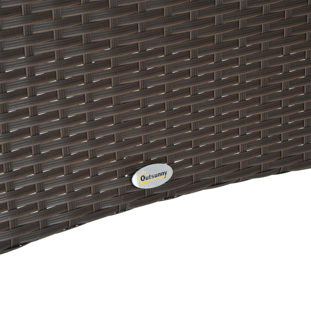 Garden Table Glass Table Dining Table Garden Furniture Table, Poly Rattan+Safety Glass, Brown+Black, 150x85x74cm