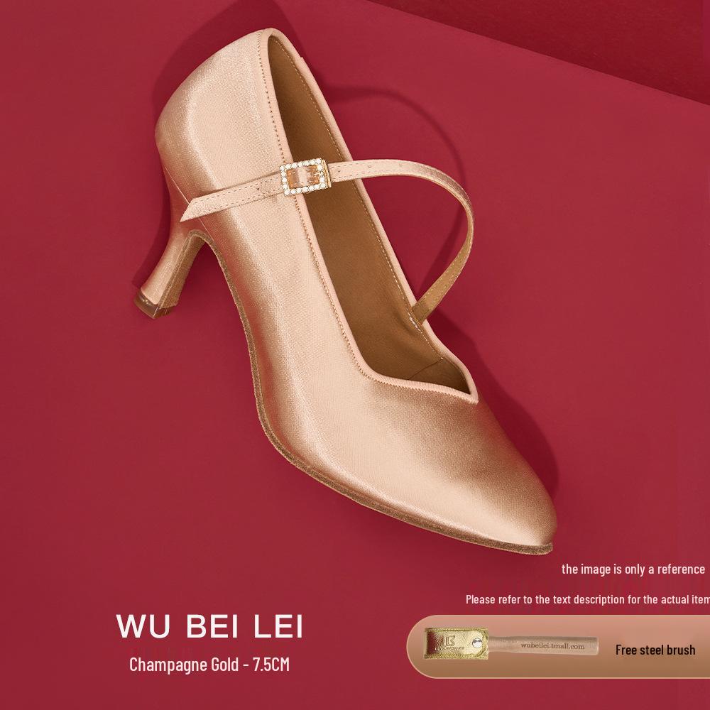 Scarpe Professionali da Ballo per Donna con Tacco Medio-Alto e Suola Morbida per Tango & Valzer