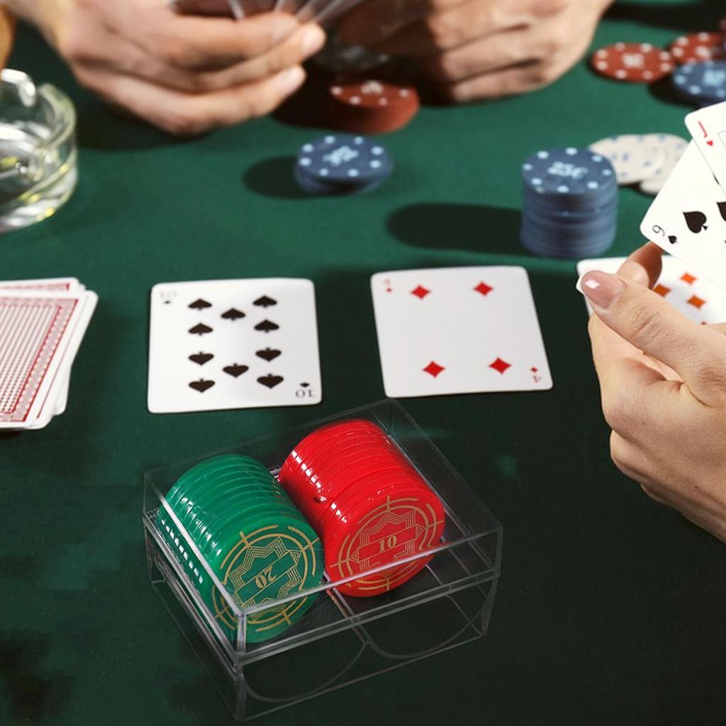 High-quality Poker Chips Box Set Texas 40Pcs Chip Box Acrylic Transparent Portable B accarat Tray Casinos Poker Chip Rack