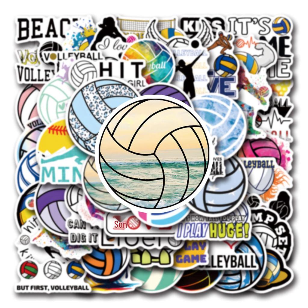 55-Piece Volleyball Cartoon Graffiti Sticker Set for Phone & Laptop Decor