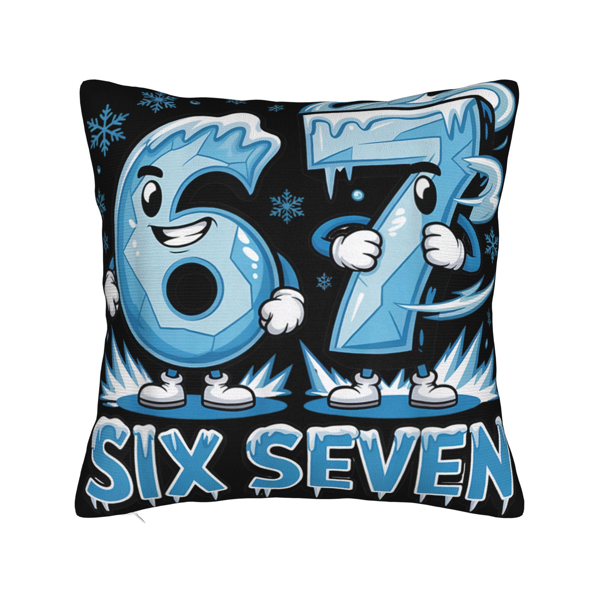 67 Italian Brainrot Six Seven 6 7 Meme Pillow Cover Novelty Pillow Case For Wedding Party Home Decor Soft Pillowcases Present 12x12Inch