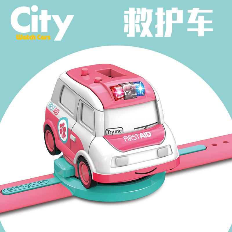 Interesting Alloy Electronic Watch Back Force Induction Cartoon Car Sound And Light Children's Toy Car Watch