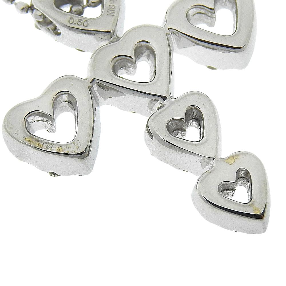 Ponte Vecchio Heart cross Necklace K18 white gold/diamond cross 6.2g Women Used