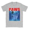 PAWS Funny Cat Parody For Shark And Cat Lovers TShirt Beach Y2K TShirts Cotton Tshirt For Men ShortSleeved Casual Tees
