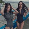 Women's Slim Fit One-Piece Swimsuit: Small Chest, Gathered, and Belly-Covering with Short Sleeves for Hot Springs.